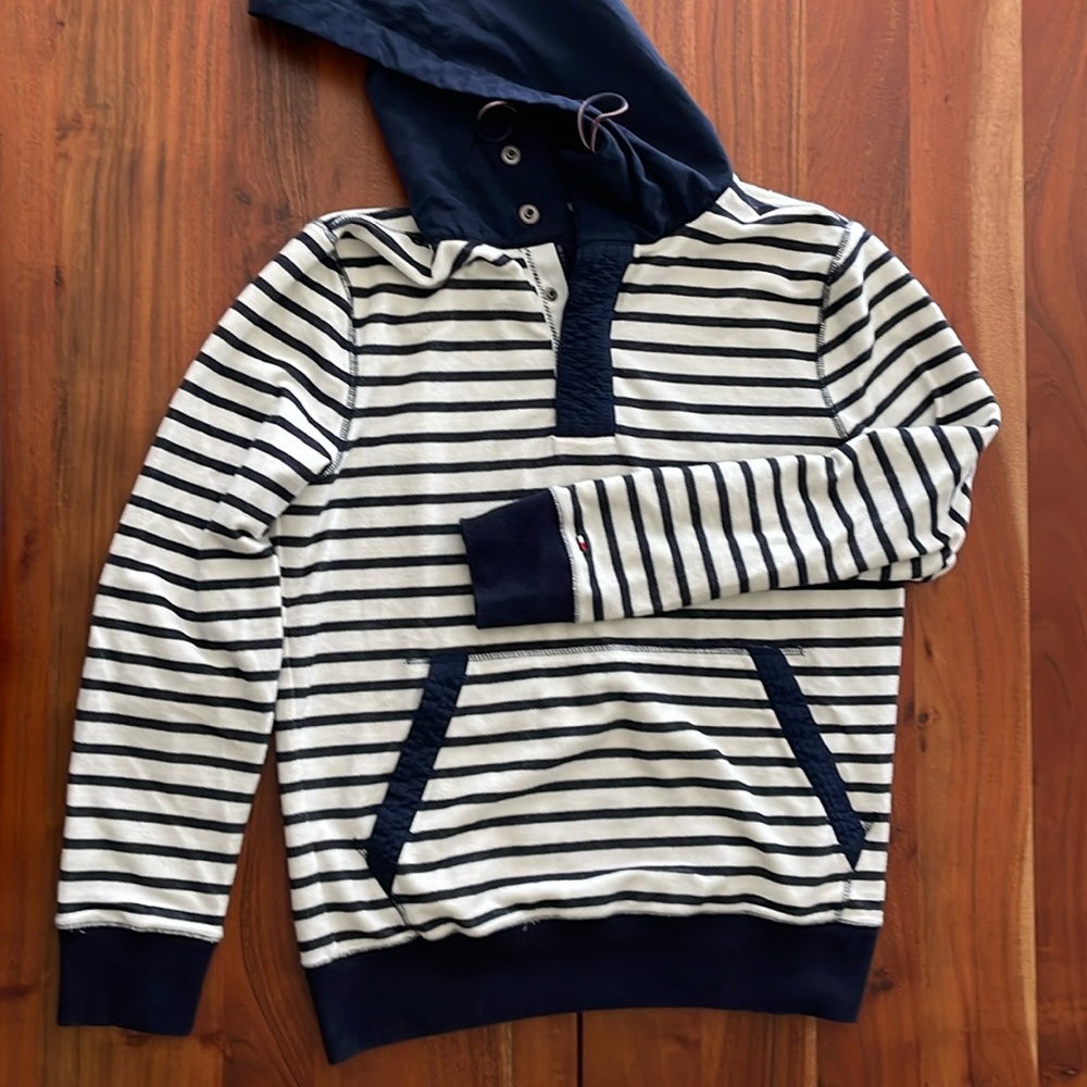 Tommy Hilfiger Drawstring Striped Hoodie Sweater. Size S. Unisex.